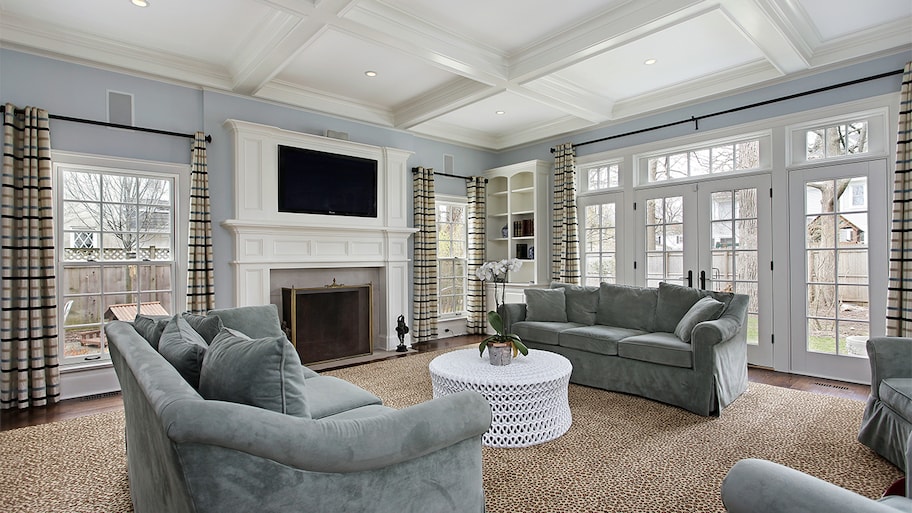 large grey and brown family room