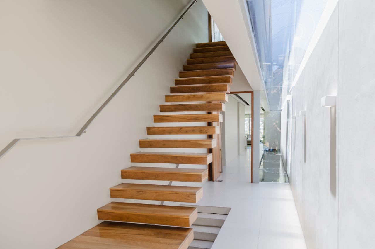 Floating staircase and corridor in modern house