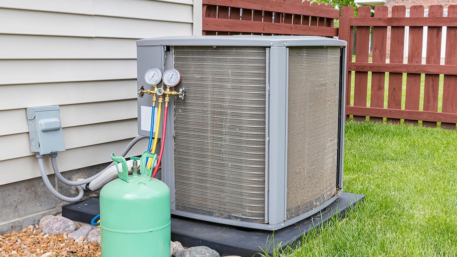 home air conditioner being recharged with freon