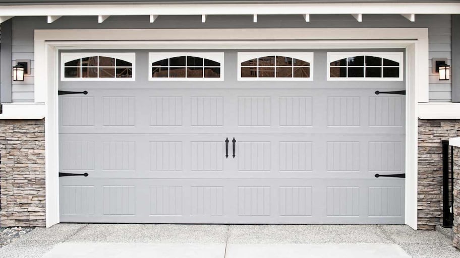 A gray garage door