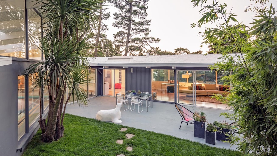 Midcentury grey modern home