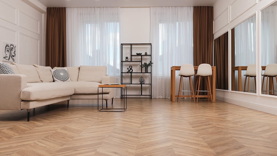 Hardwood floor in a modern living room