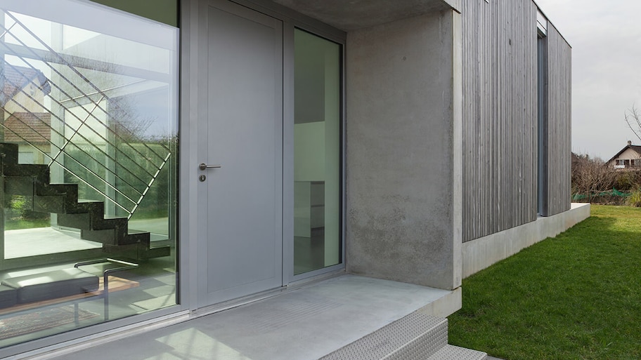 closeup of a security door on a modern-style home