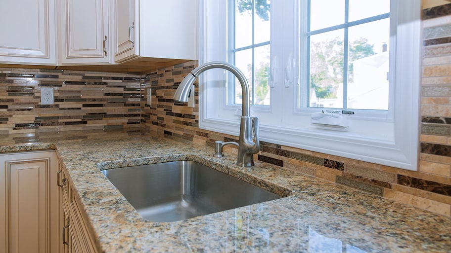 newly installed kitchen countertops in modern kitchen