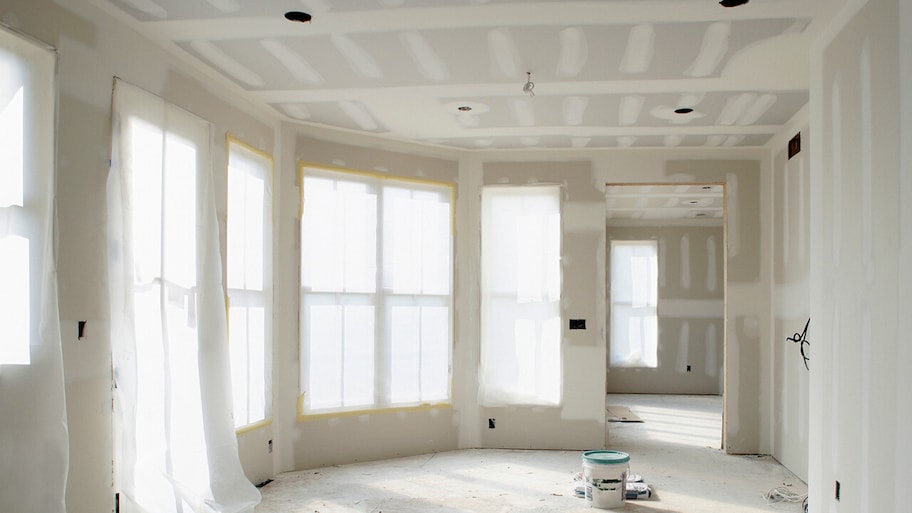 new interior walls built of sheetrock in a home