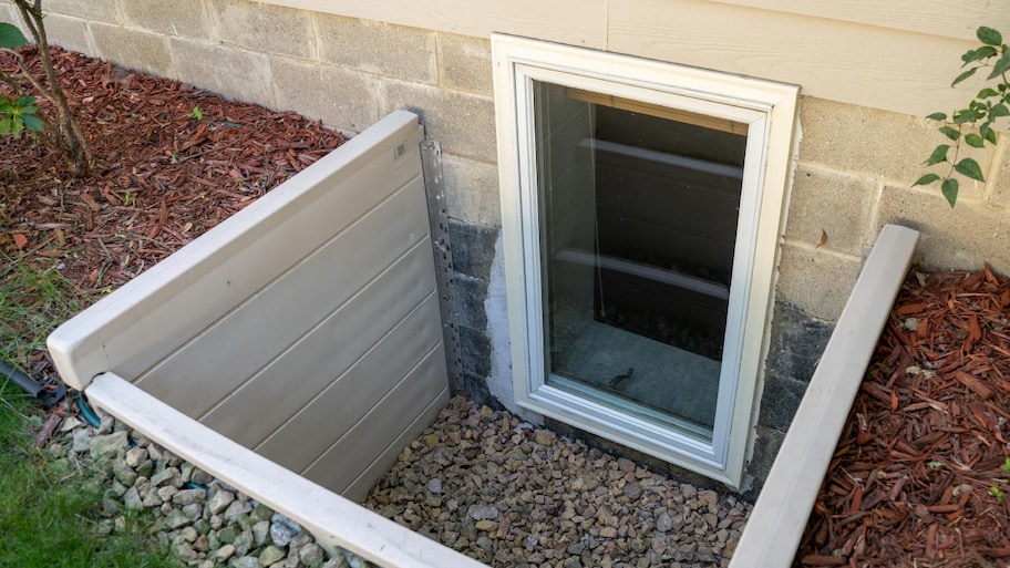 egress window to basement newly installed at house