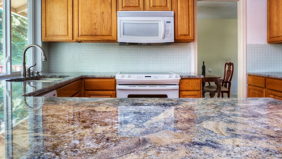 kitchen with new granite countertops