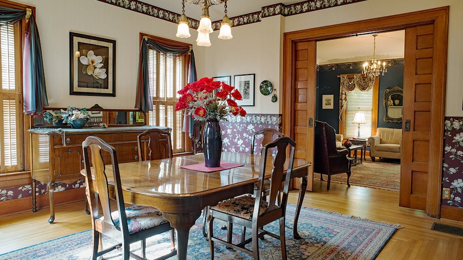 pocket door between livingroom and dining room in old home