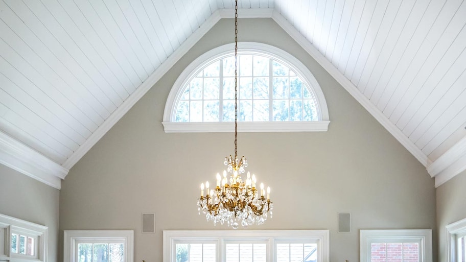 A white wood ceiling