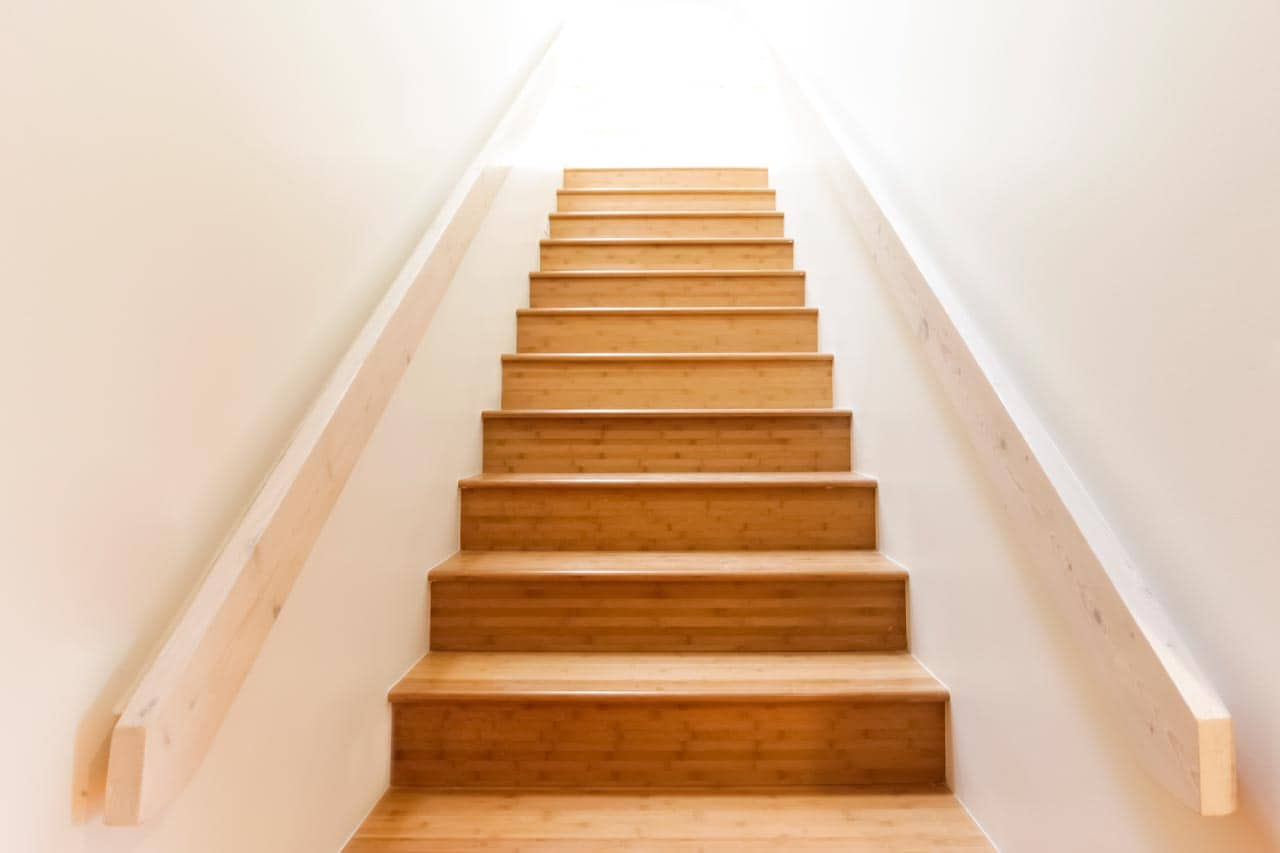 Wooden staircase and railing